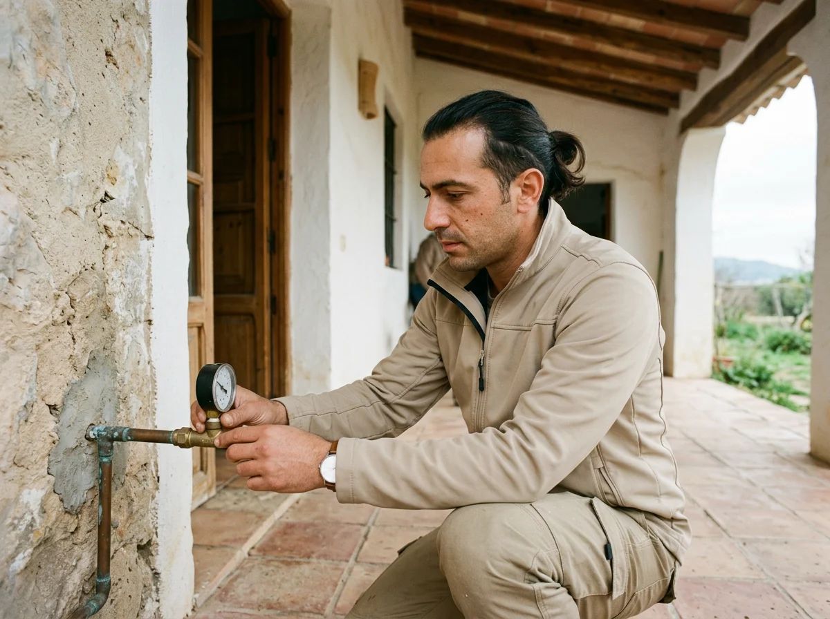 Fontaneros en Benimantell: manómetro midiendo la presión