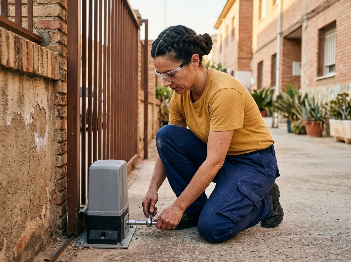 Automatismos de puertas en Planes: fijación de la base del motor
