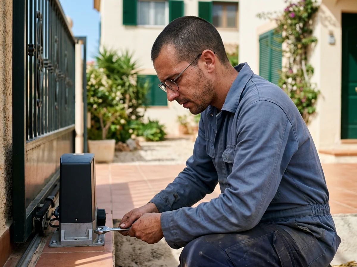 Automatismos de puertas en Orxeta: fijación de la base del motor