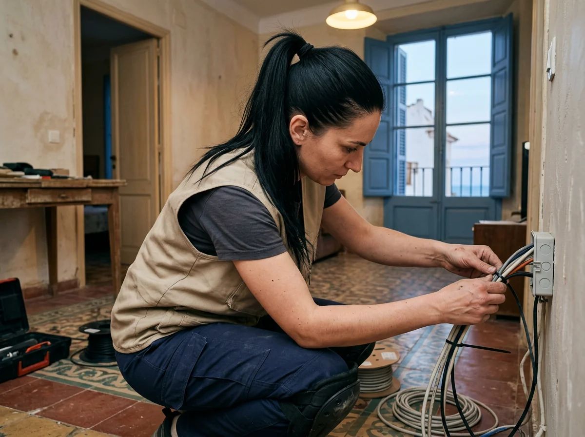 Electricistas en Pilar de la Horadada: técnico ordenando el cableado