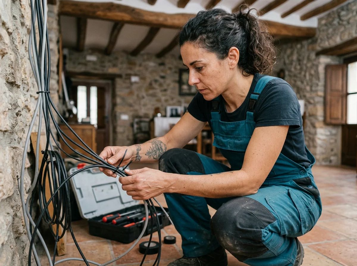 Electricistas en Penàguila: técnico ordenando el cableado
