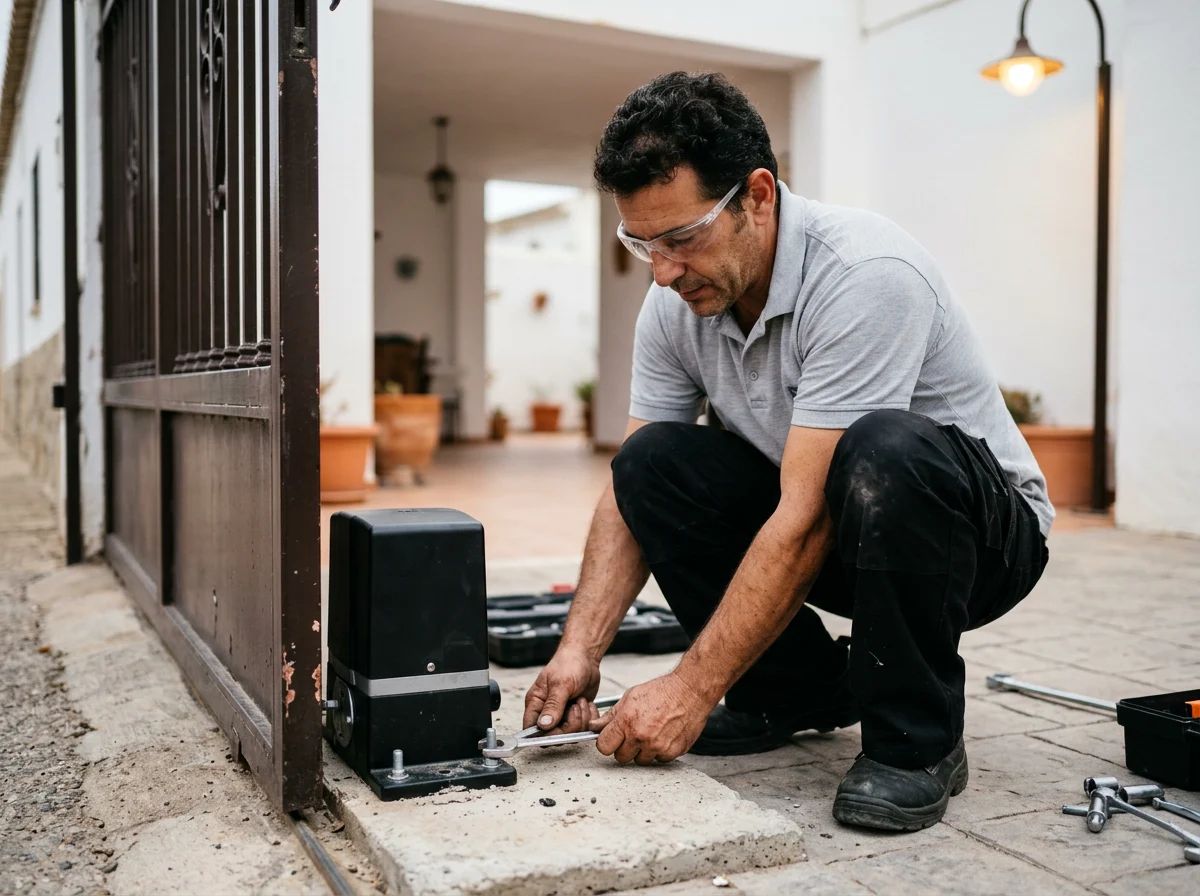 Automatismos de puertas en Los Montesinos: fijación de la base del motor