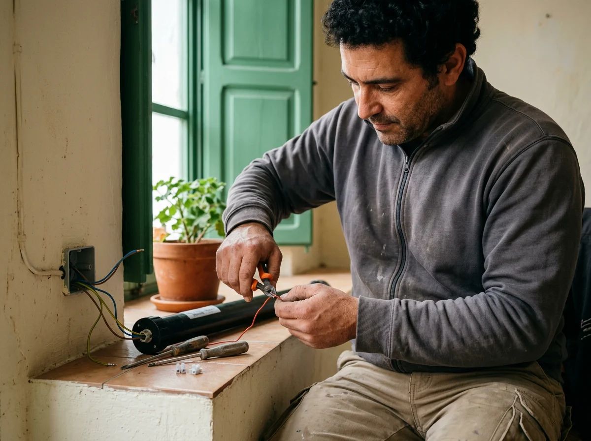 Reparación de persianas en Benidoleig: conexión del motor de la persiana