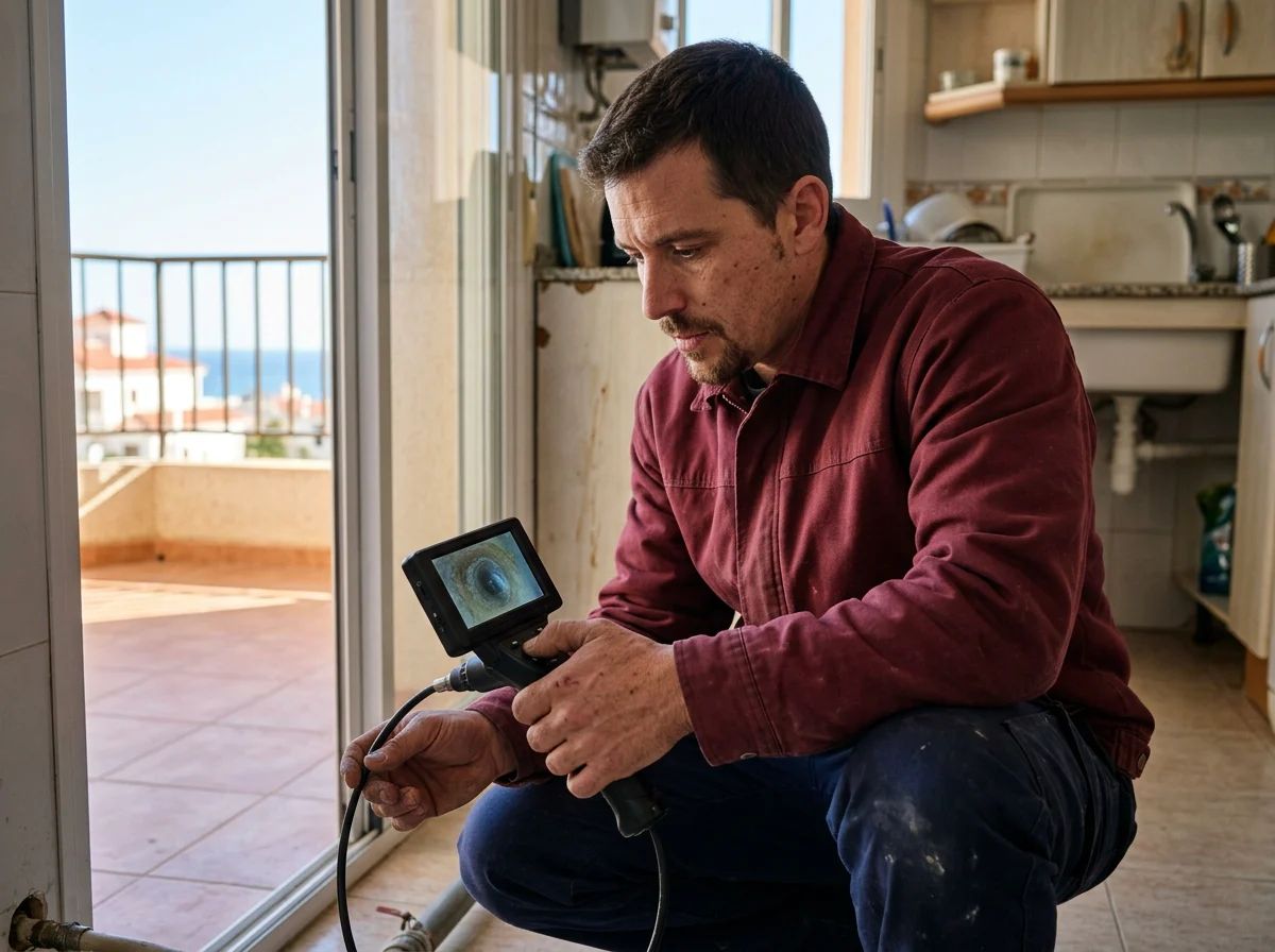 Desatascos en Jávea: imagen de la cámara dentro de la tubería