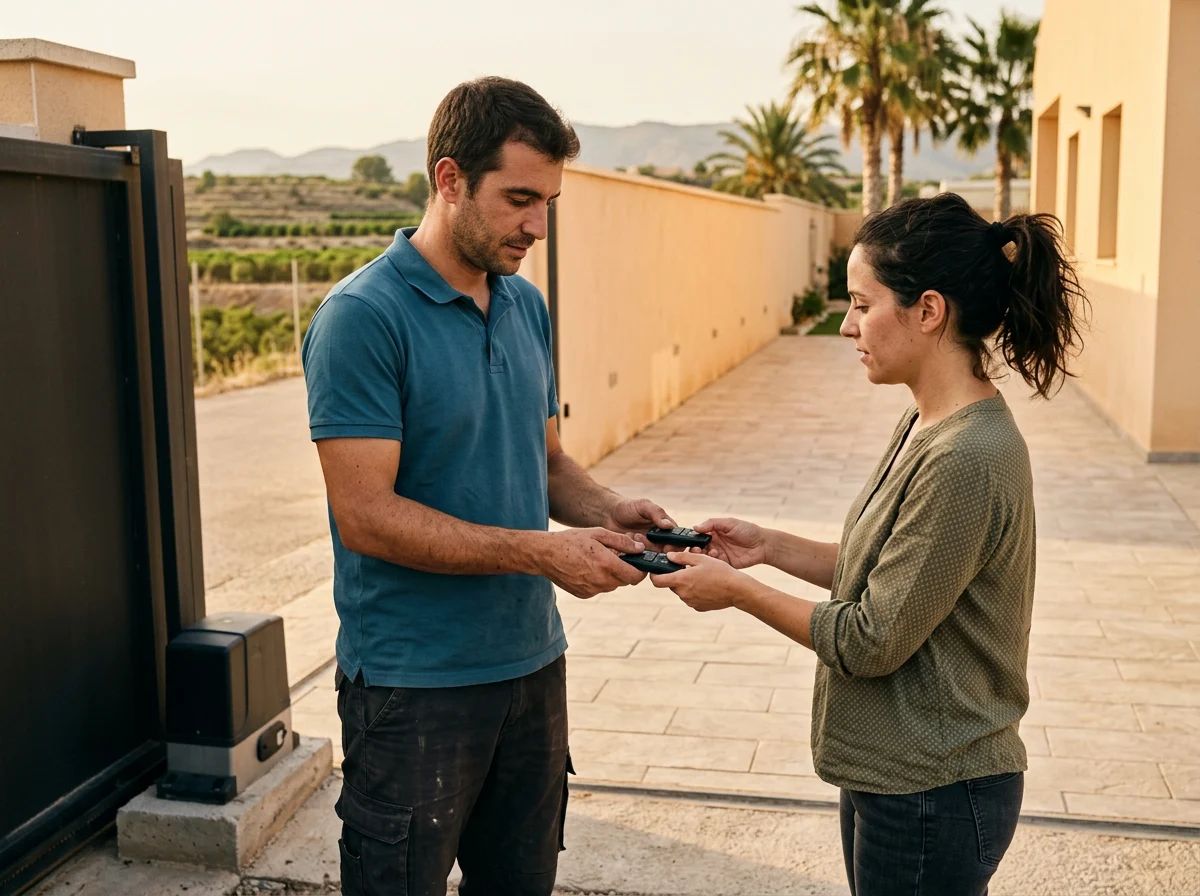 Automatismos de puertas en Algorfa: entrega de los mandos al cliente