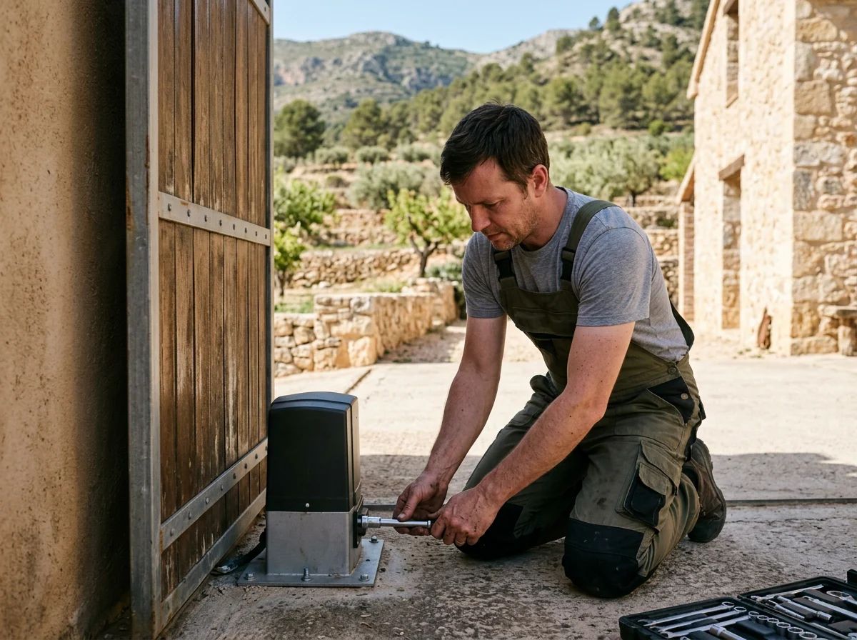 Automatismos de puertas en Banyeres de Mariola: fijación de la base del motor