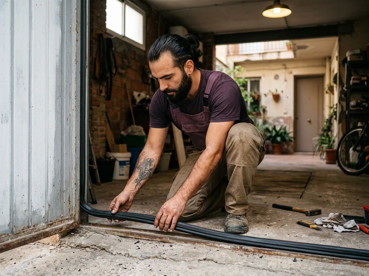 Puertas de garaje en Elche: apriete de una bisagra