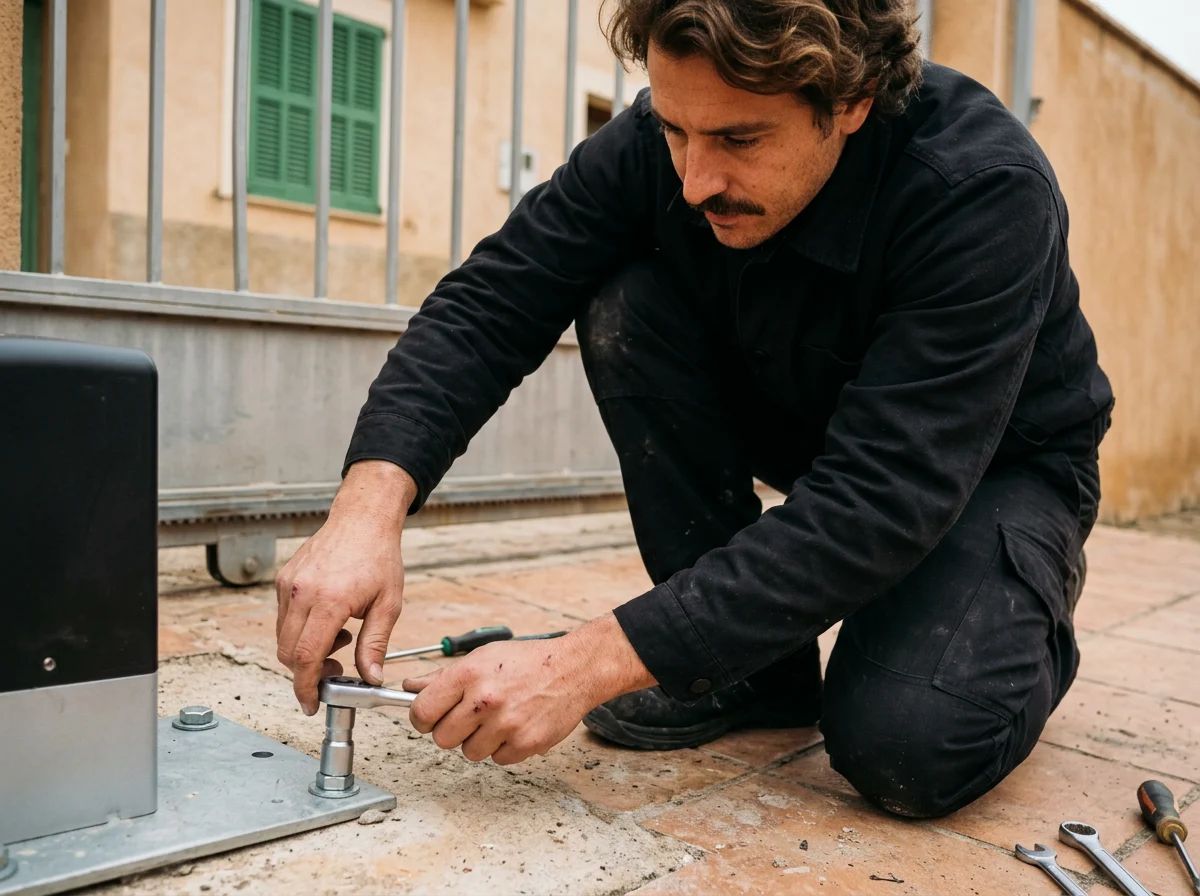 Automatismos de puertas en Murla: fijación de la base del motor