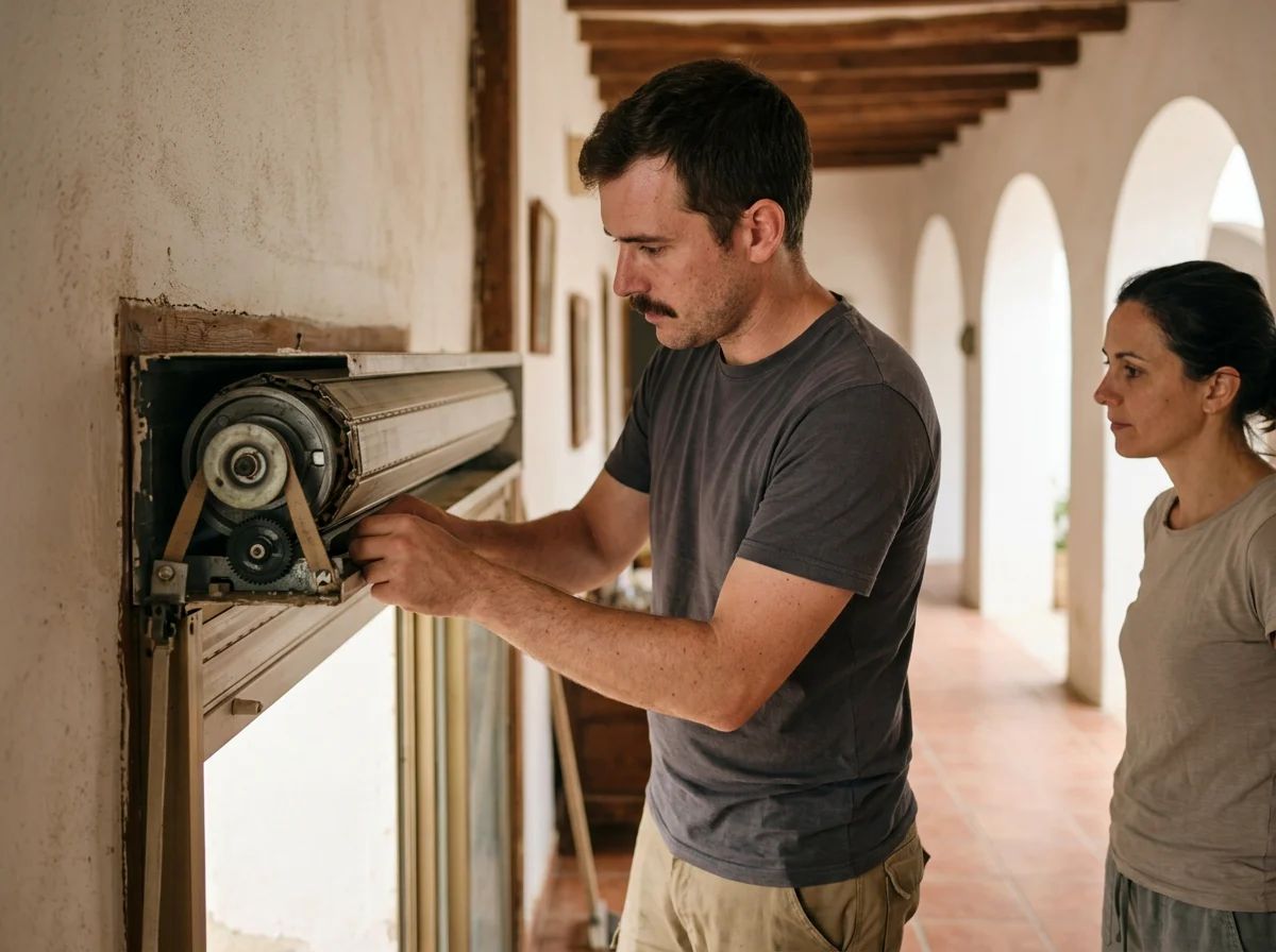 Reparación de persianas en Murla: interior del cajón de la persiana