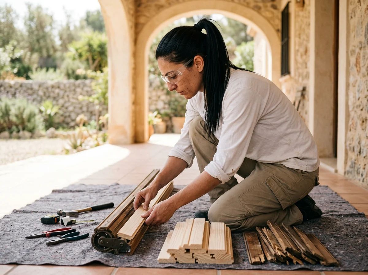 Reparación de persianas en L'Atzúbia: lamas viejas y nuevas