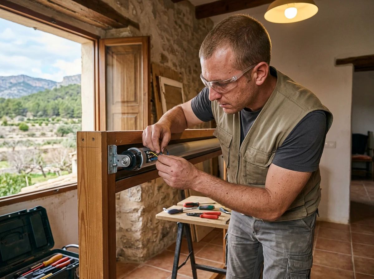 Reparación de persianas en Gaianes: conexión del motor de la persiana