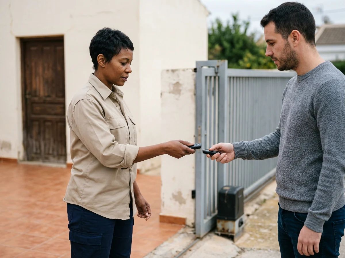 Automatismos de puertas en Redován: entrega de los mandos al cliente