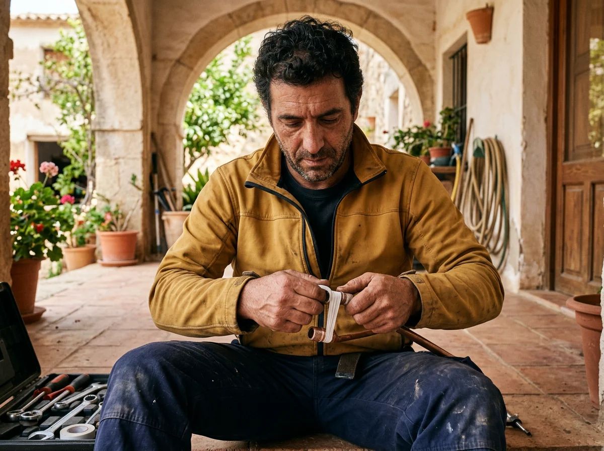 Fontaneros en Tormos: sellado de una rosca con teflón