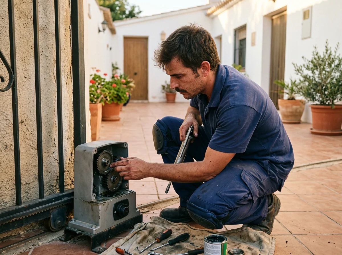 Automatismos de puertas en Granja de Rocamora: engrase de los engranajes del motor