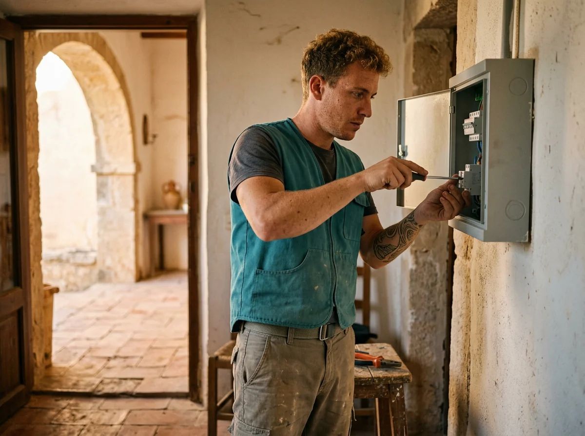 Electricistas en Pego: técnico cambiando el diferencial