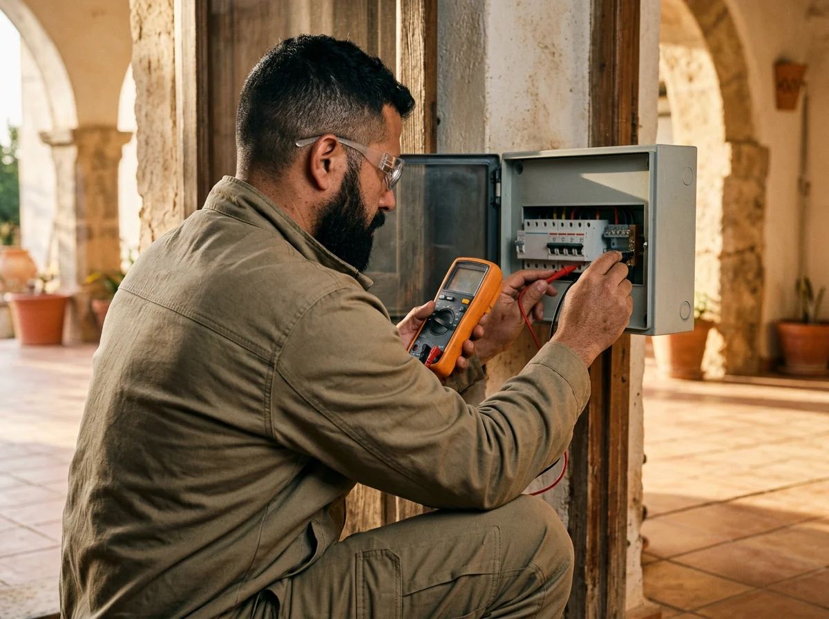 Electricistas en Benigembla: técnico revisando el cuadro eléctrico