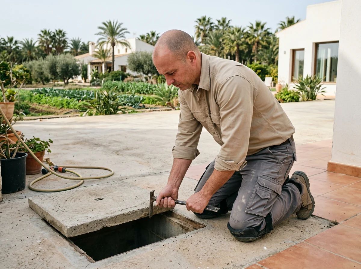 Desatascos en Jacarilla: técnico abriendo una arqueta