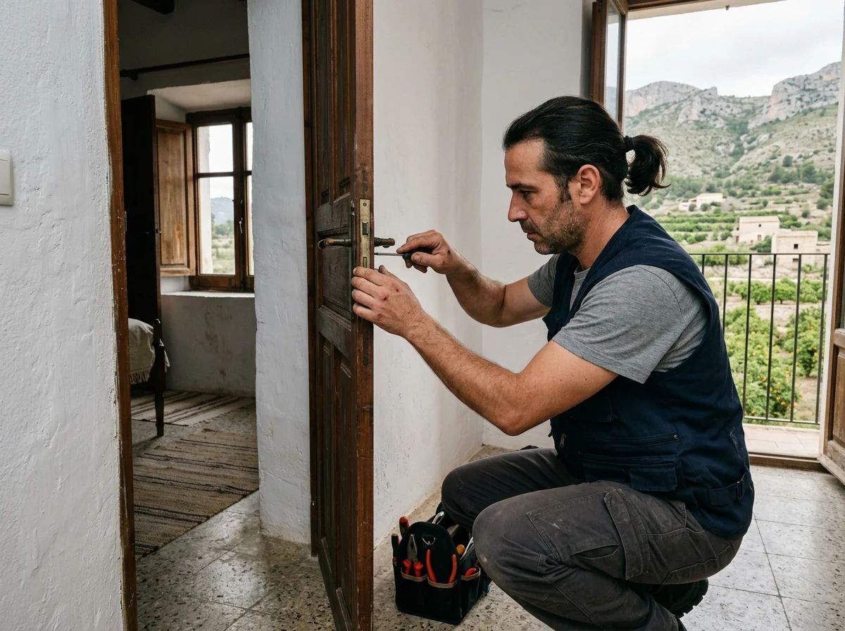 Cerrajeros en Callosa d'en Sarrià: técnico cambiando la cerradura de una puerta interior