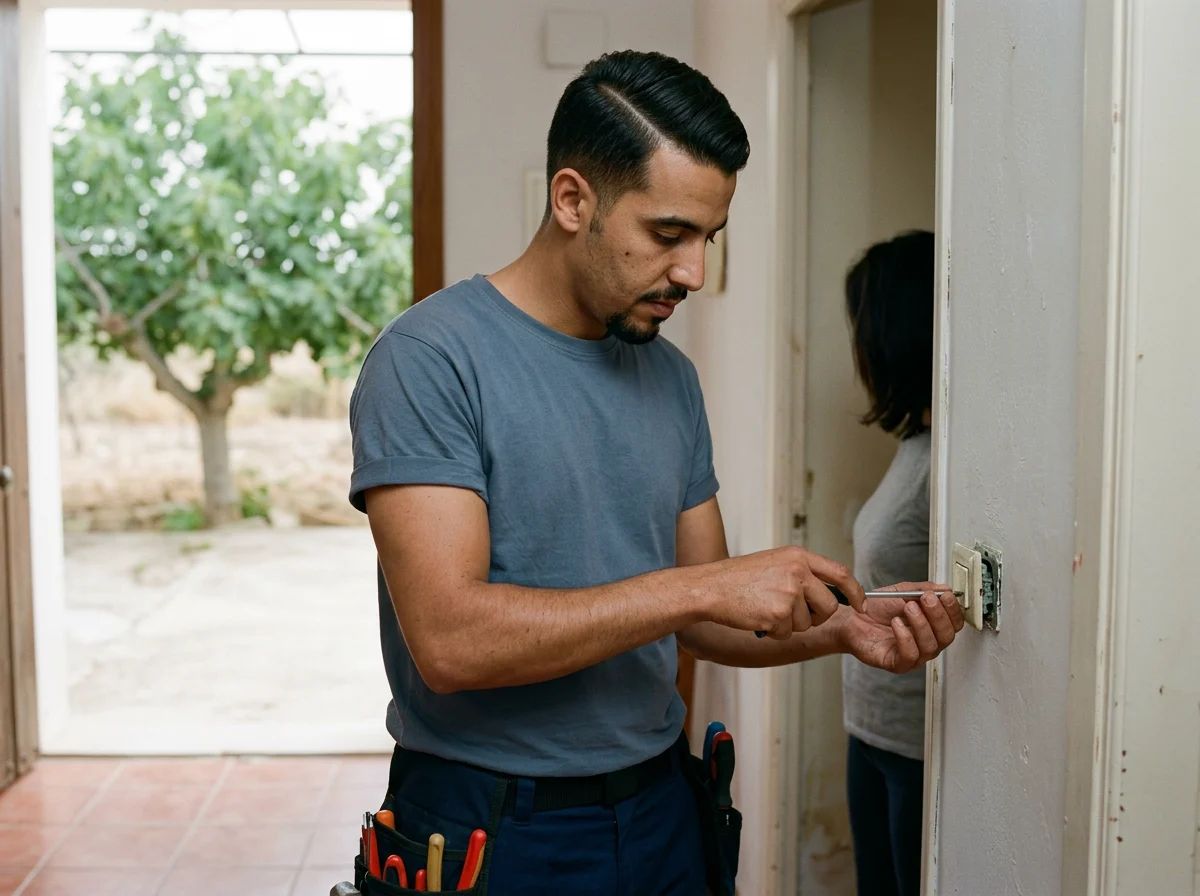 Electricistas en Novelda: técnico cambiando un interruptor