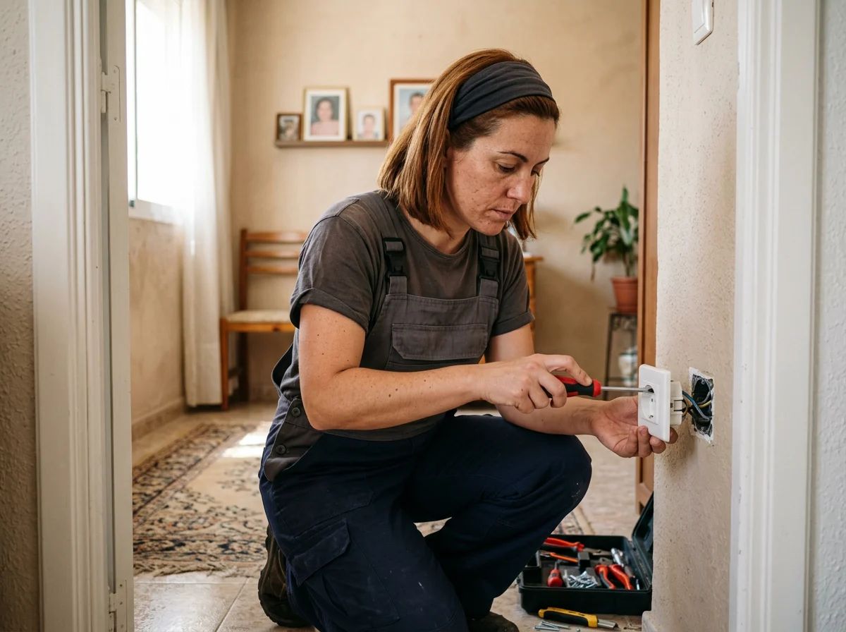 Electricistas en Alcoy: técnico cambiando un enchufe