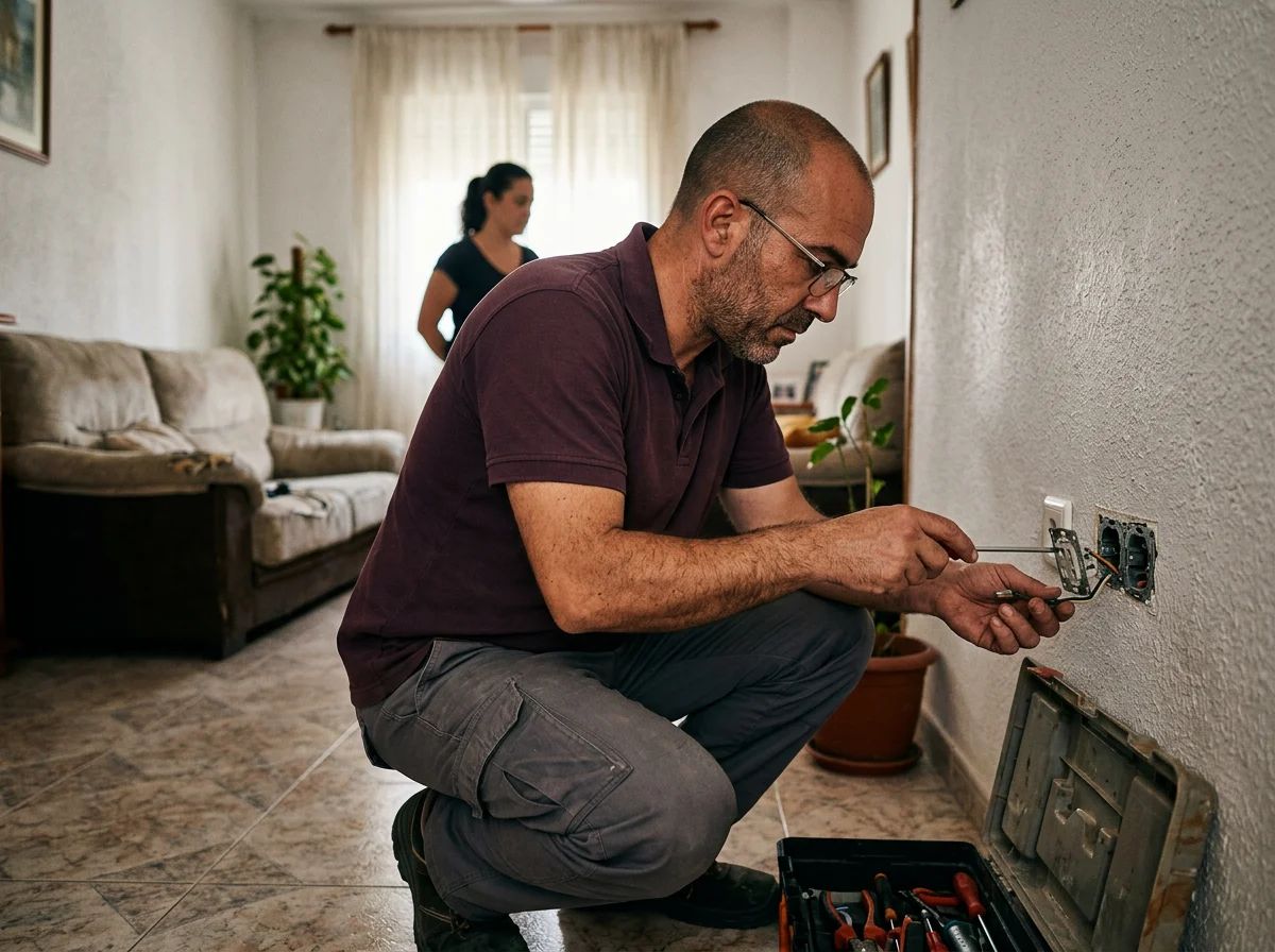 Electricistas en La Romana: técnico cambiando un enchufe