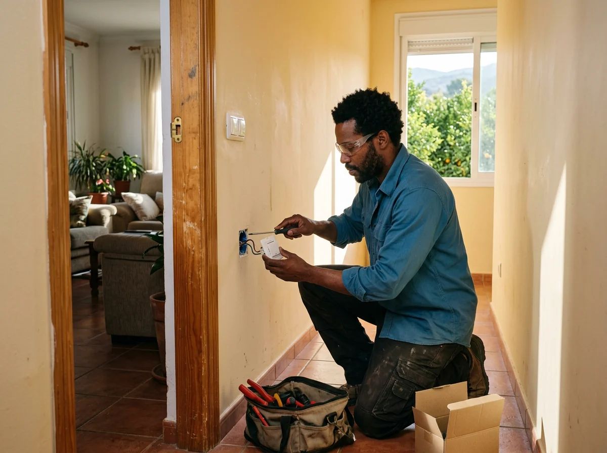Electricistas en Benidoleig: técnico cambiando un interruptor