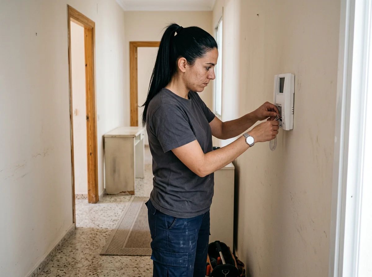 Electricistas en Cañada: técnico instalando un videoportero