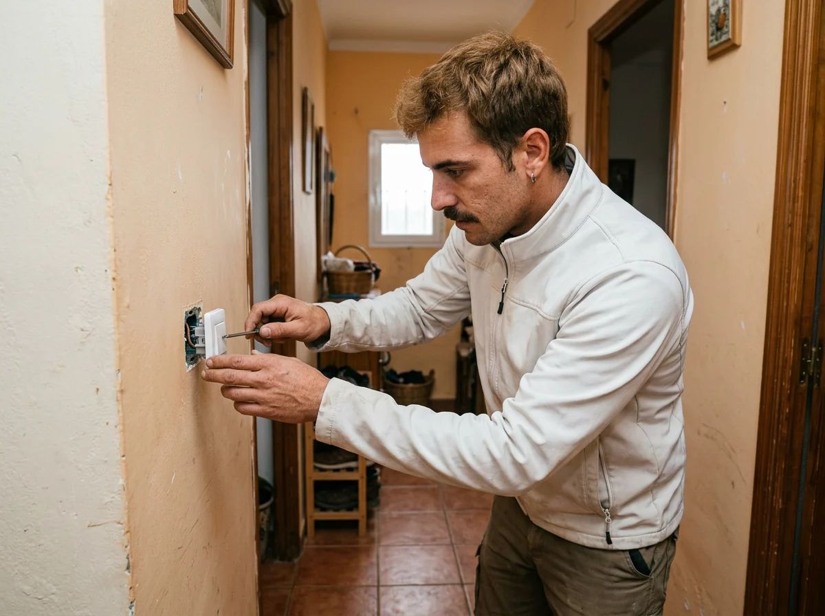 Electricistas en San Miguel de Salinas: técnico cambiando un interruptor