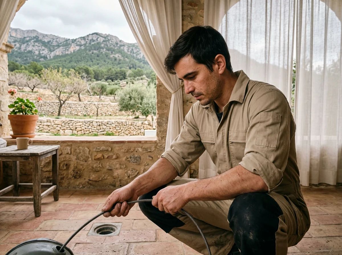 Desatascos en Banyeres de Mariola: técnico desatascando un desagüe con máquina