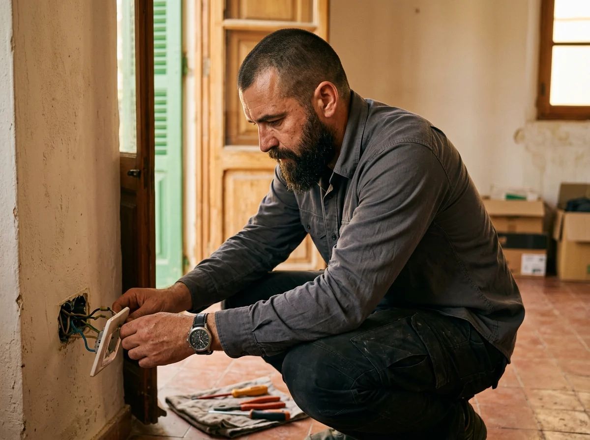 Electricistas en Relleu: técnico cambiando un enchufe