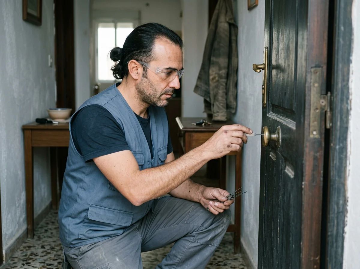 Cerrajeros en Benejúzar: técnico abriendo una puerta sin dañarla