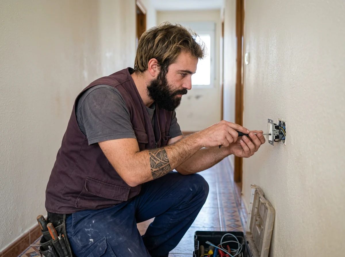 Electricistas en Catral: técnico cambiando un interruptor