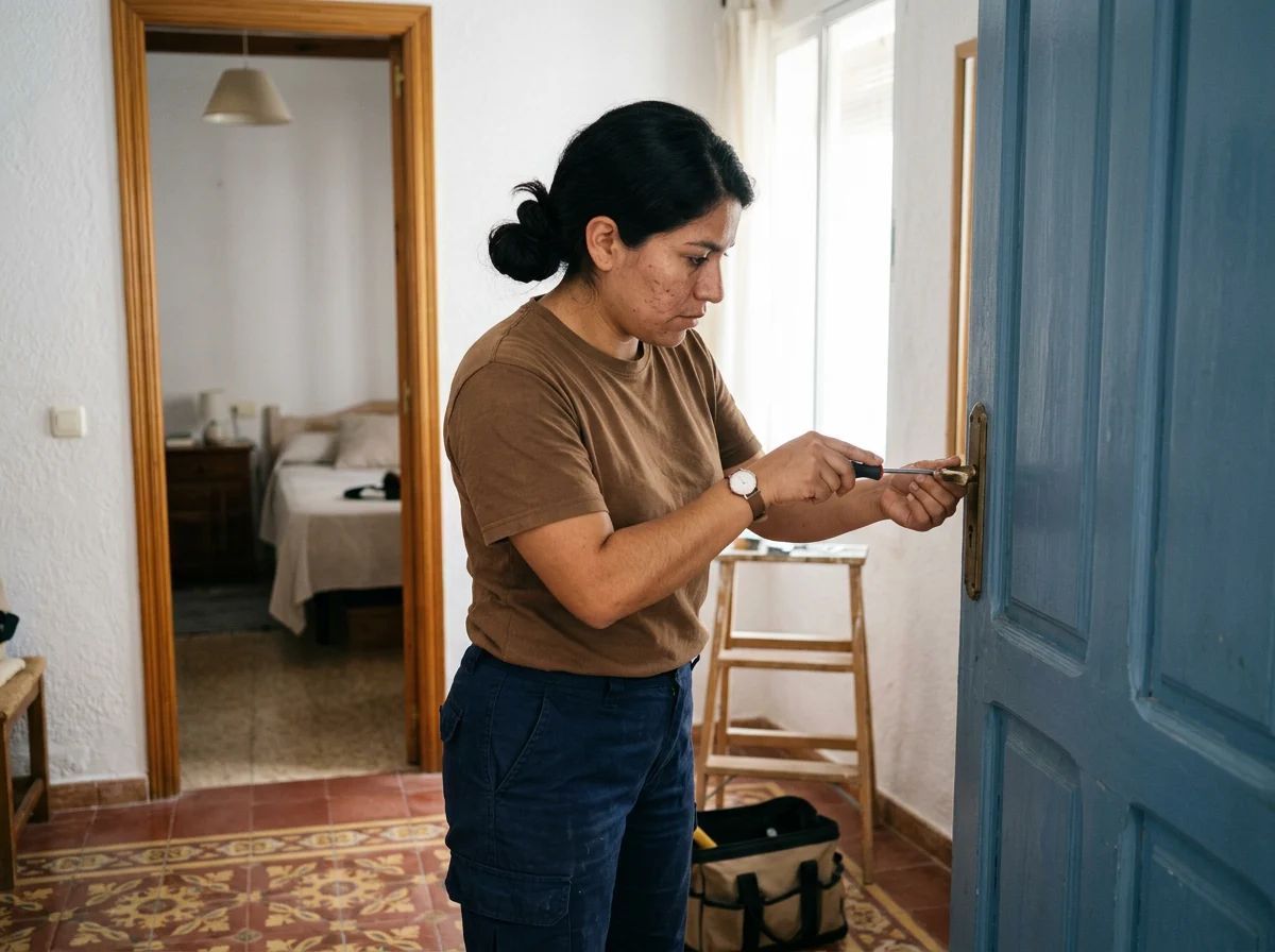 Cerrajeros en Beniarbeig: técnico cambiando la cerradura de una puerta interior