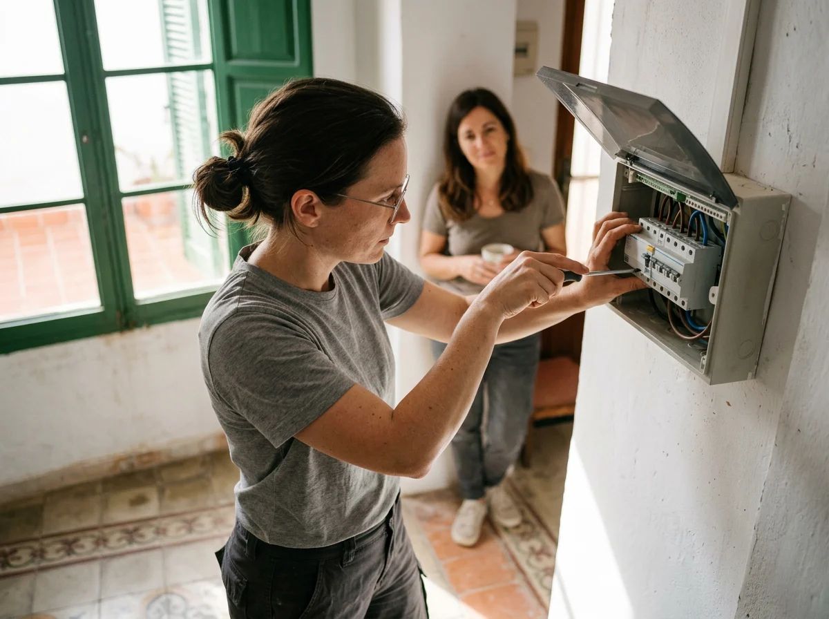 Electricistas en La Vall de Gallinera: técnico cambiando el diferencial