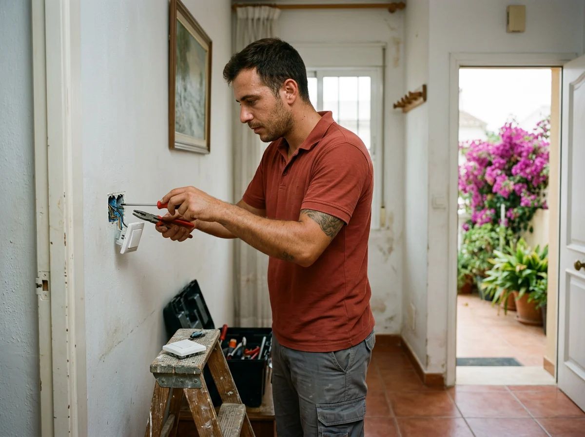 Electricistas en Santa Pola: técnico cambiando un interruptor