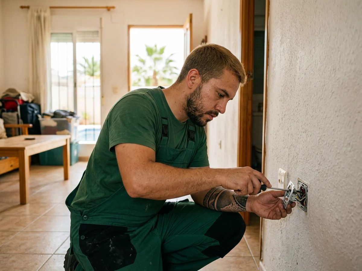 Electricistas en El Verger: técnico cambiando un enchufe