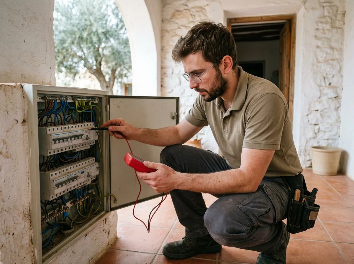 Electricistas en Senija: técnico revisando el cuadro eléctrico