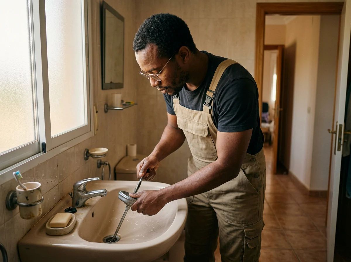 Desatascos en Jalón: técnico desatascando un lavabo