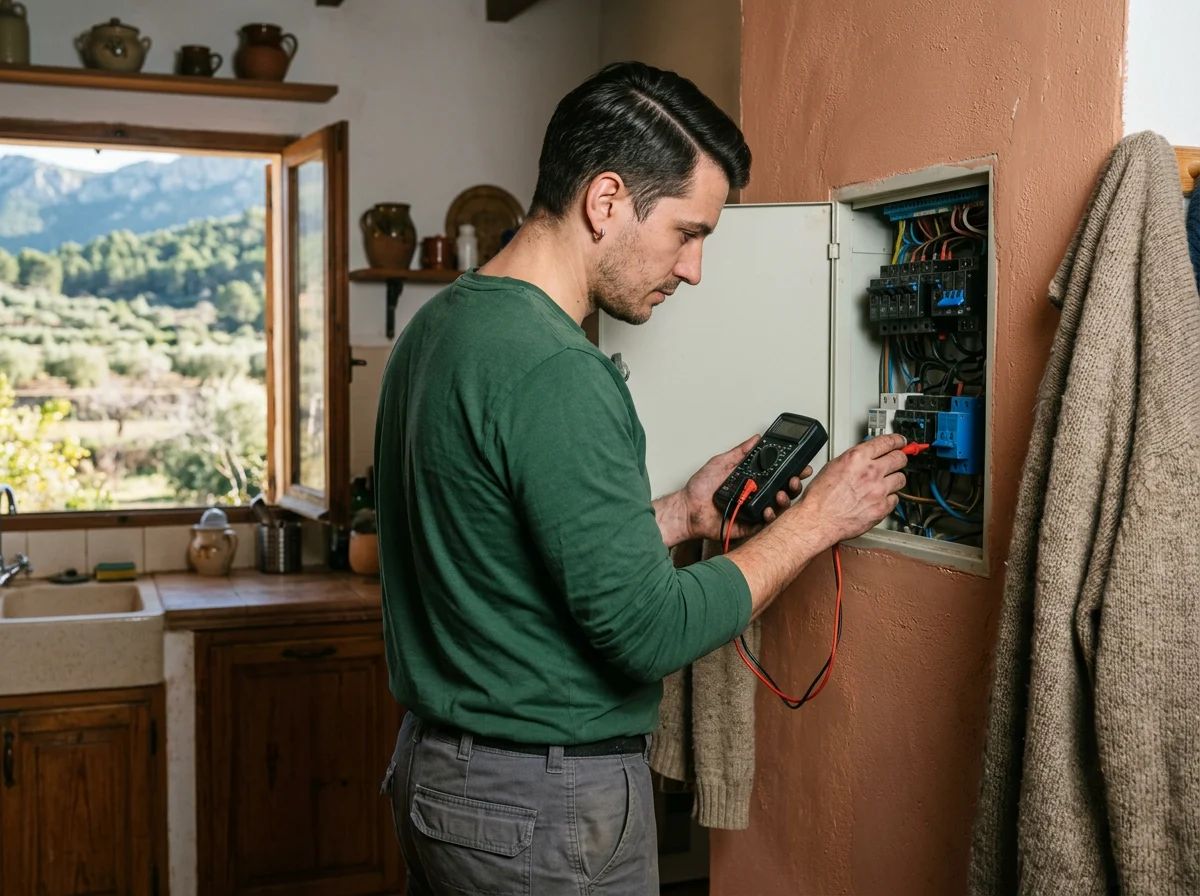 Electricistas en Tibi: técnico revisando el cuadro eléctrico