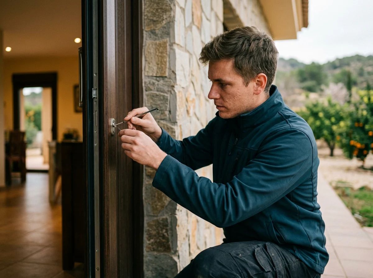 Cerrajeros en Sella: técnico abriendo una puerta sin dañarla