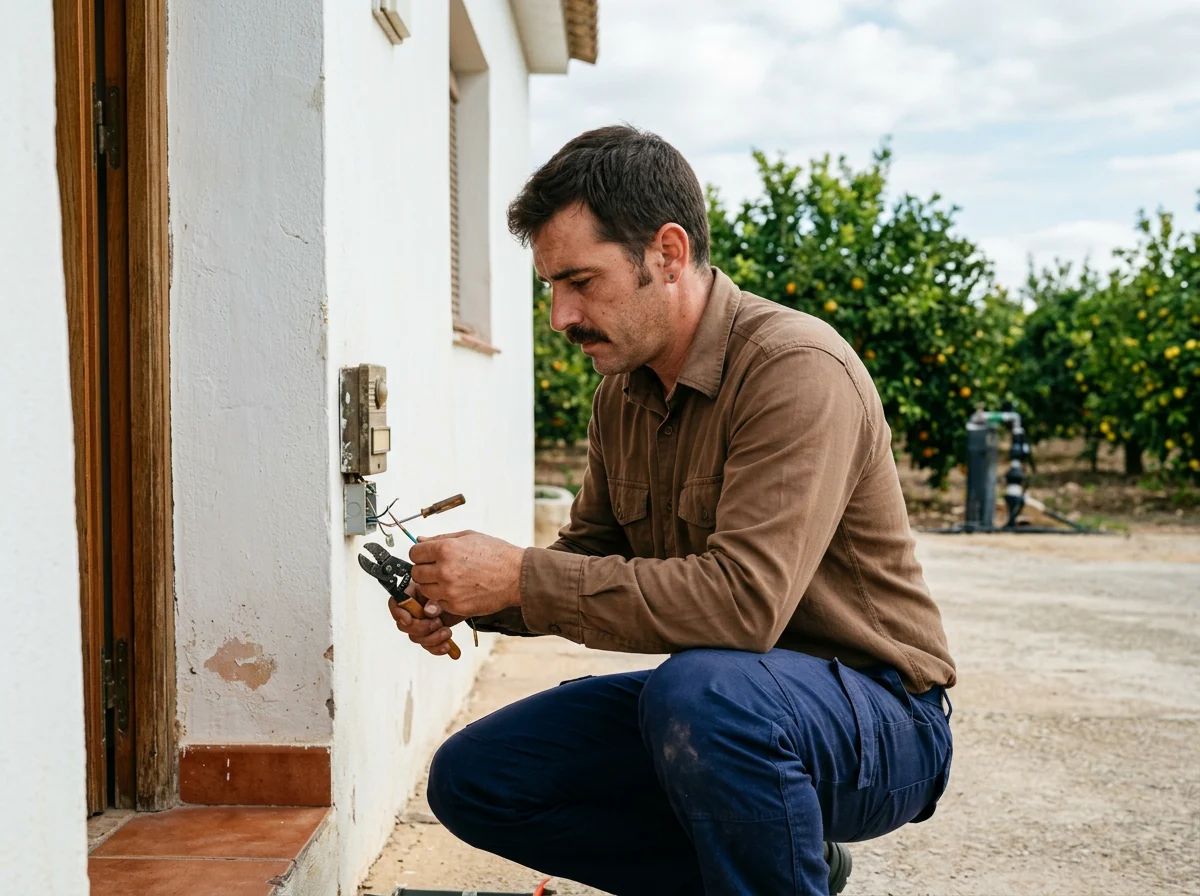 Electricistas en Redován: técnico reparando el timbre