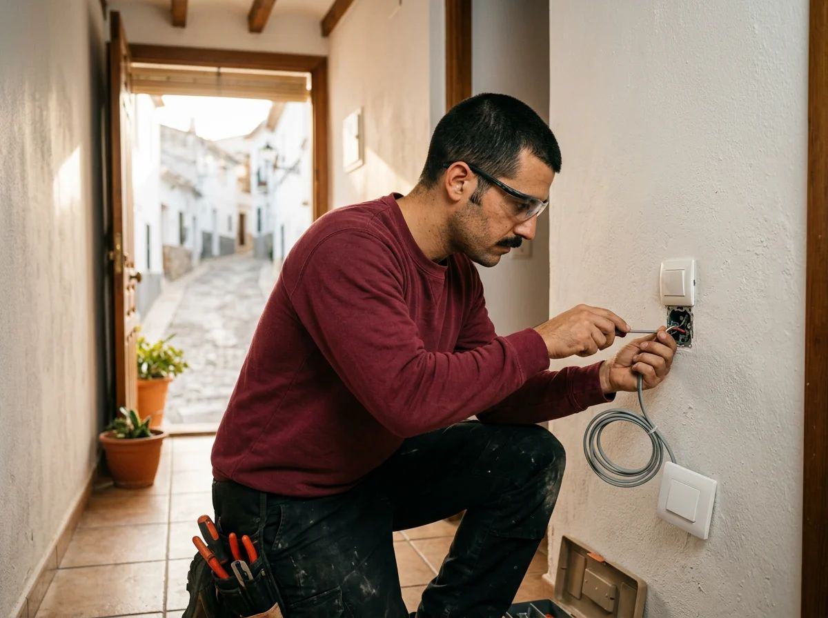 Electricistas en Cocentaina: técnico cambiando un interruptor