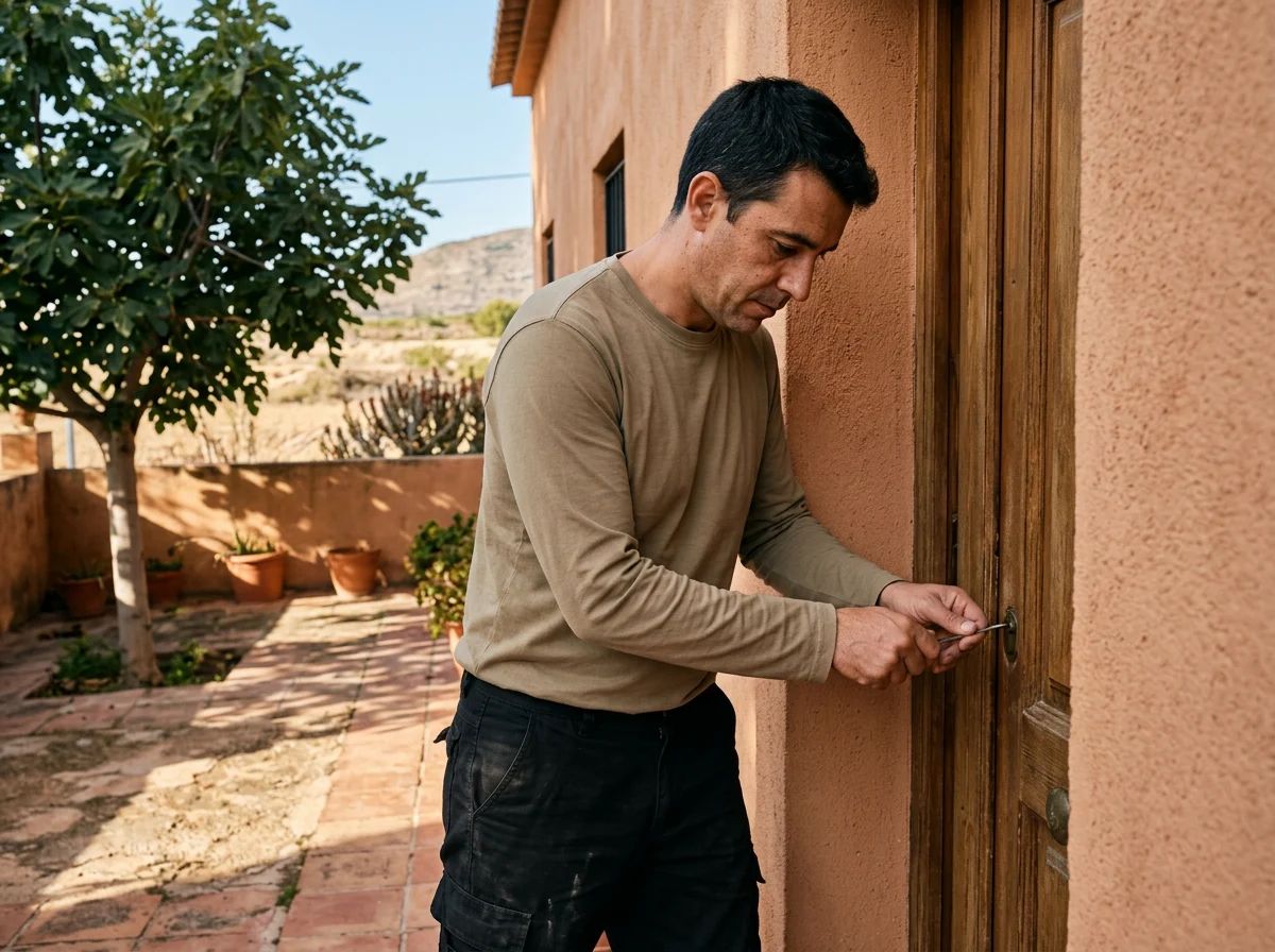 Cerrajeros en Algueña: técnico abriendo una puerta sin dañarla