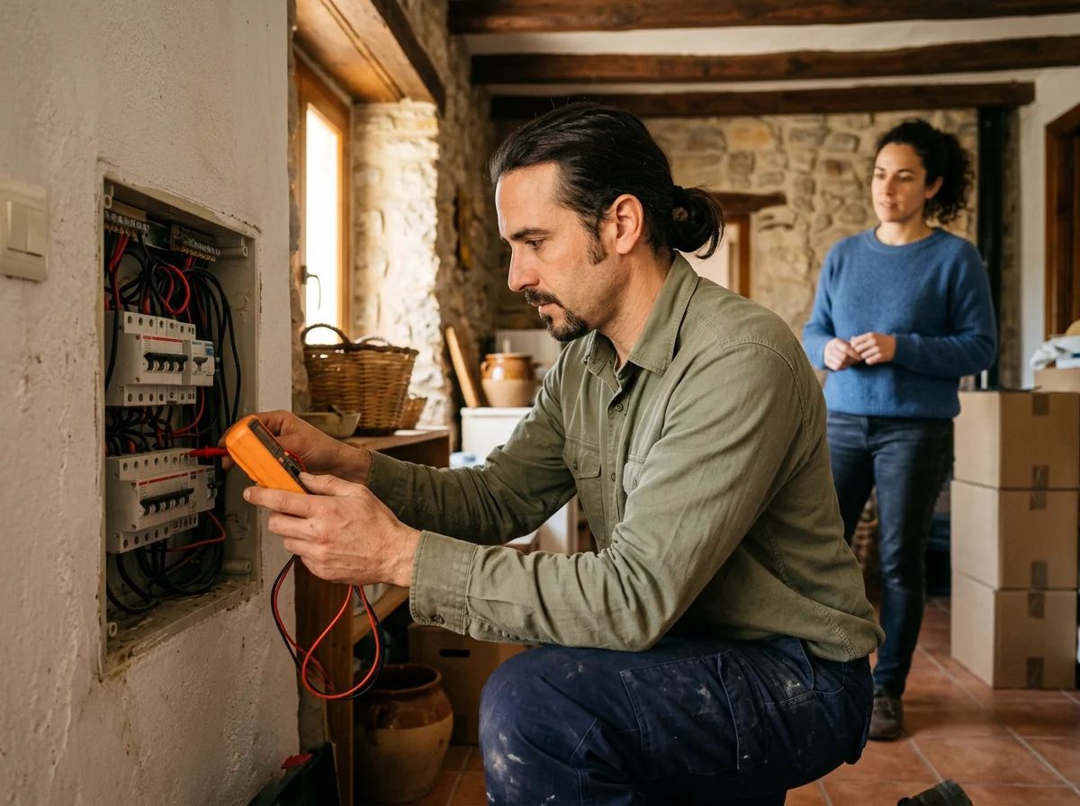 Electricistas en Ibi: técnico revisando el cuadro eléctrico