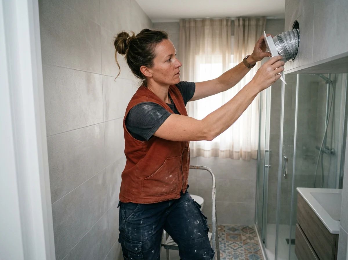 Electricistas en Bolulla: técnico conectando el extractor del baño