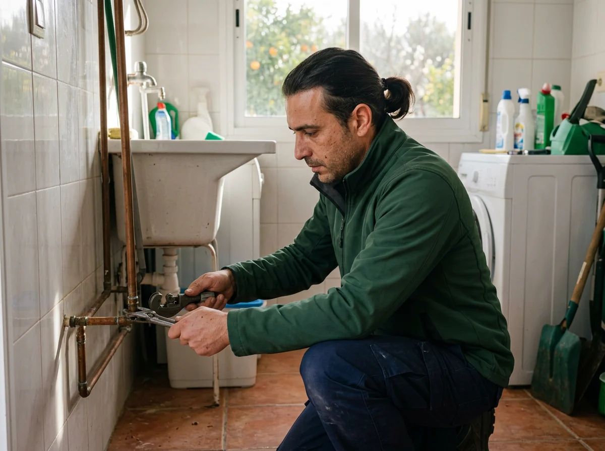 Fontaneros en Senija: técnico sustituyendo un tramo de tubería