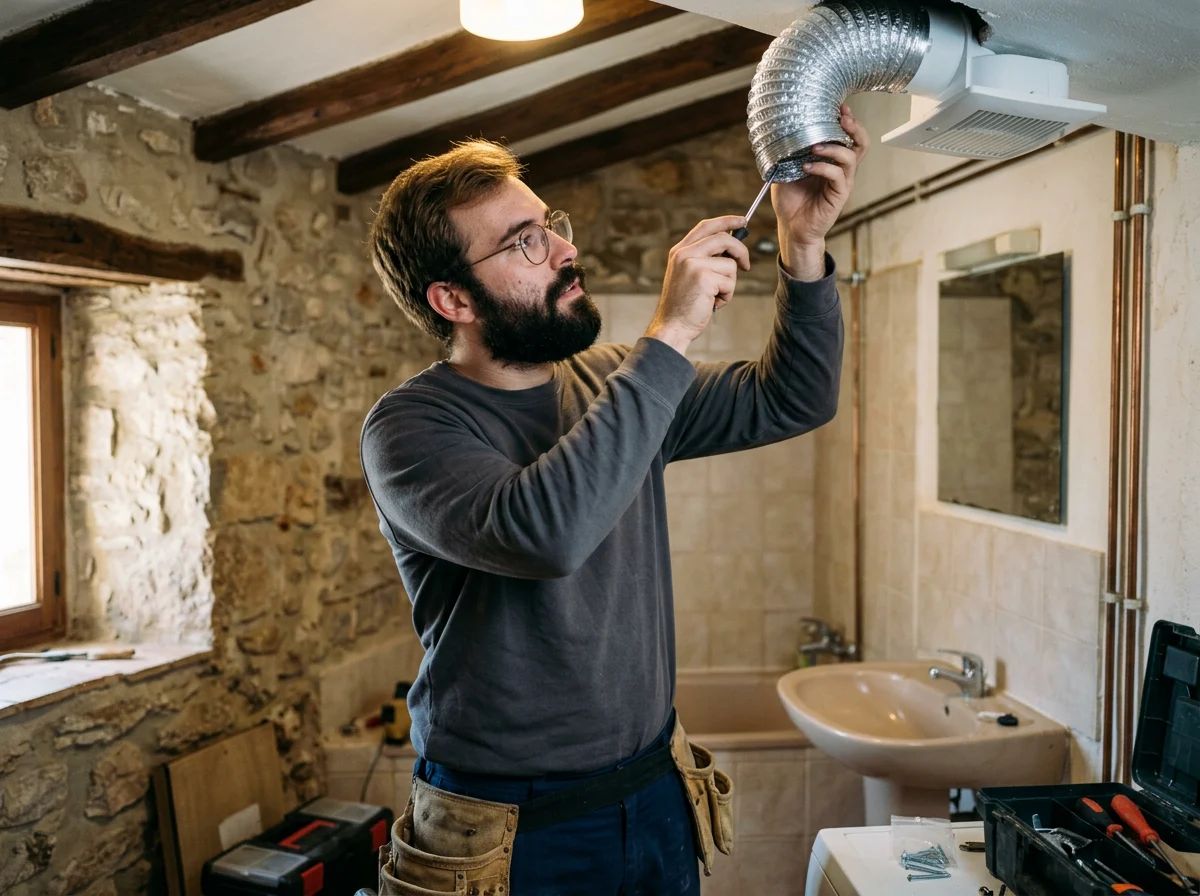Electricistas en Lorcha: técnico conectando el extractor del baño