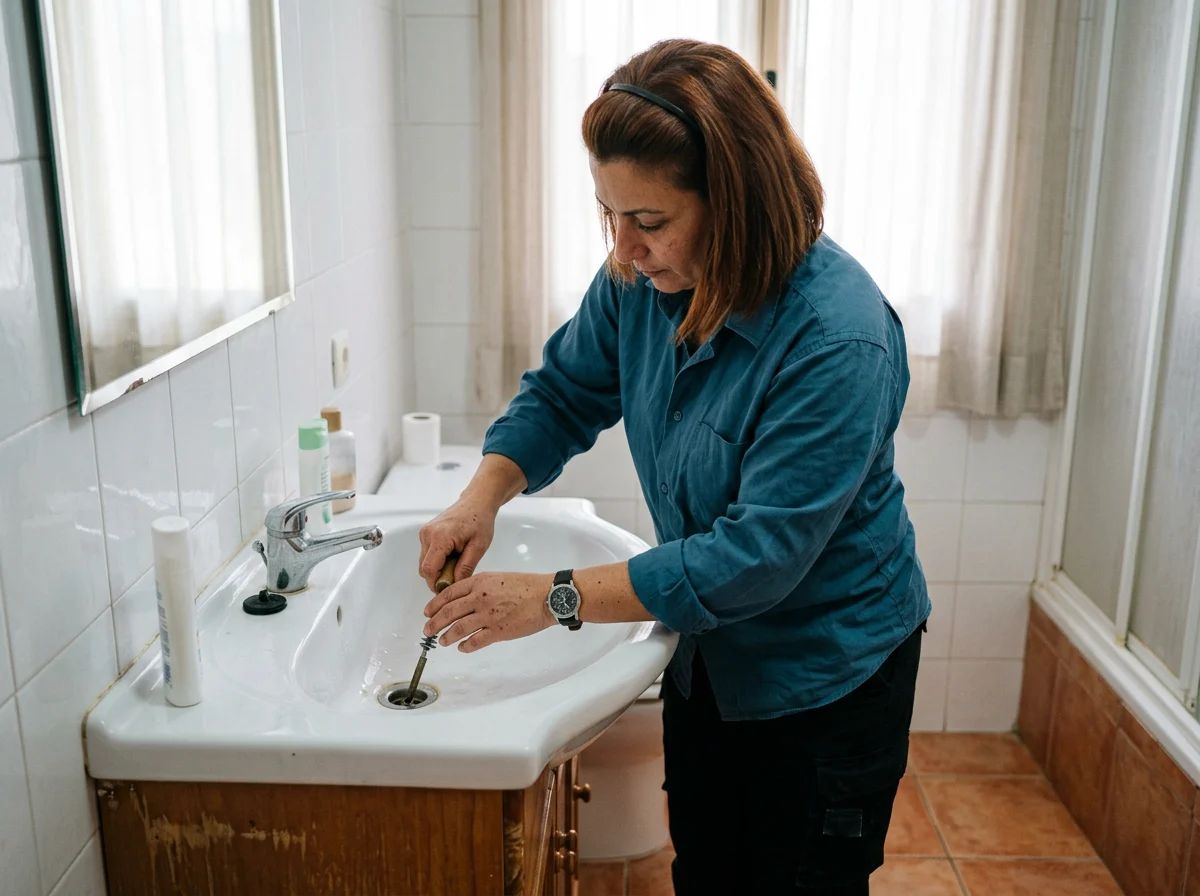 Desatascos en Pedreguer: técnico desatascando un lavabo