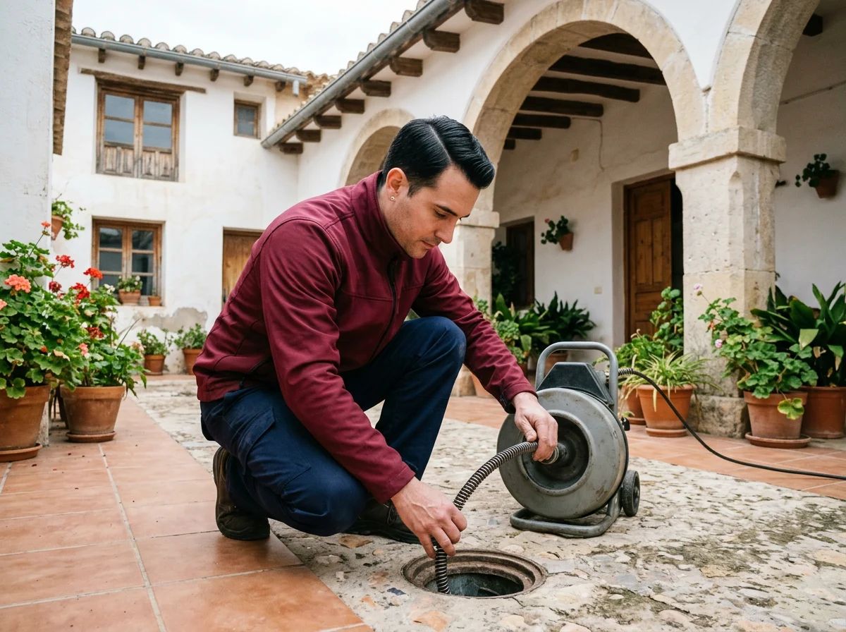Desatascos en Bolulla: técnico desatascando un desagüe con máquina