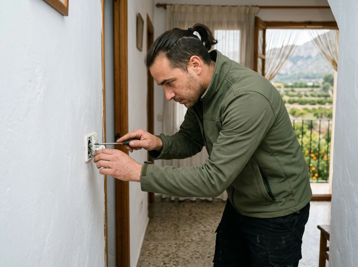 Electricistas en Benimeli: técnico cambiando un interruptor